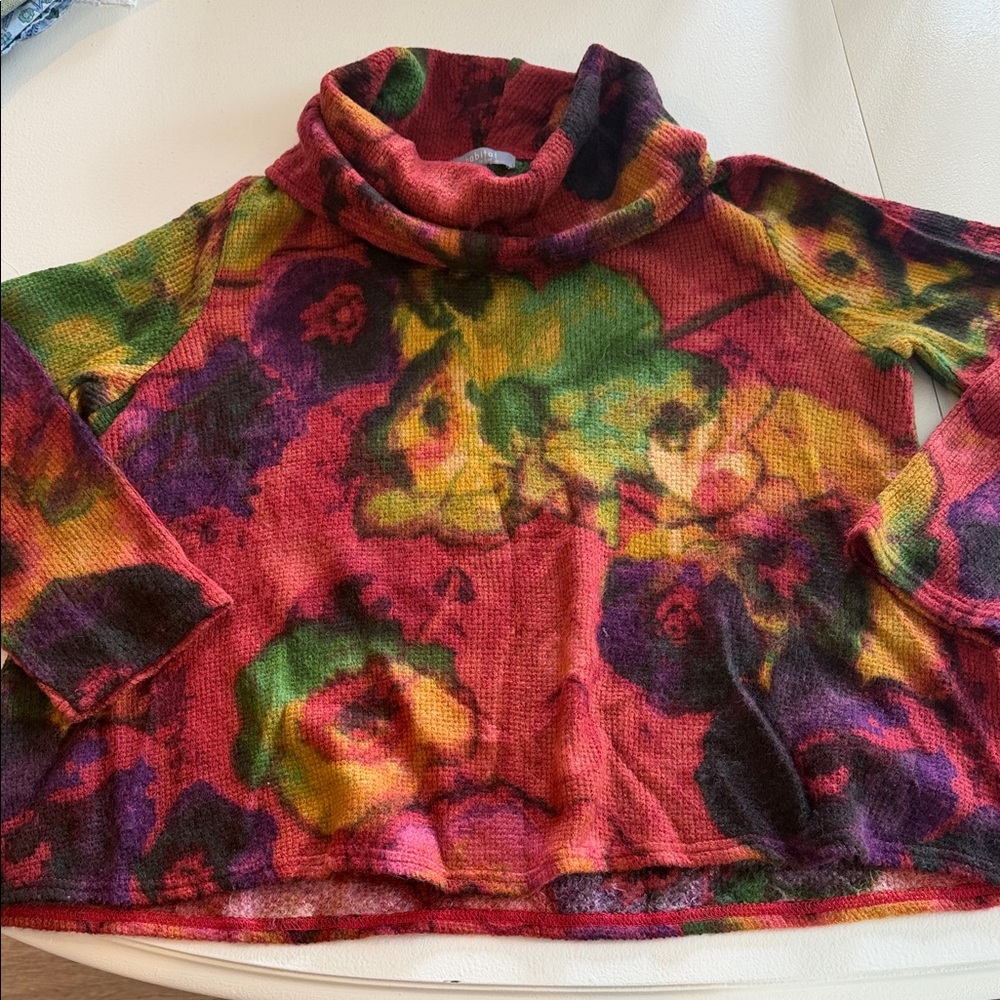 Habitat Colorful Floral Turtleneck Sweater top